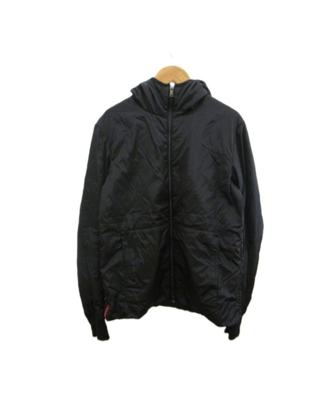 Prada Sport Zip Up Hoodie Nylon Jacket Top Black Long Sleeve Hooded